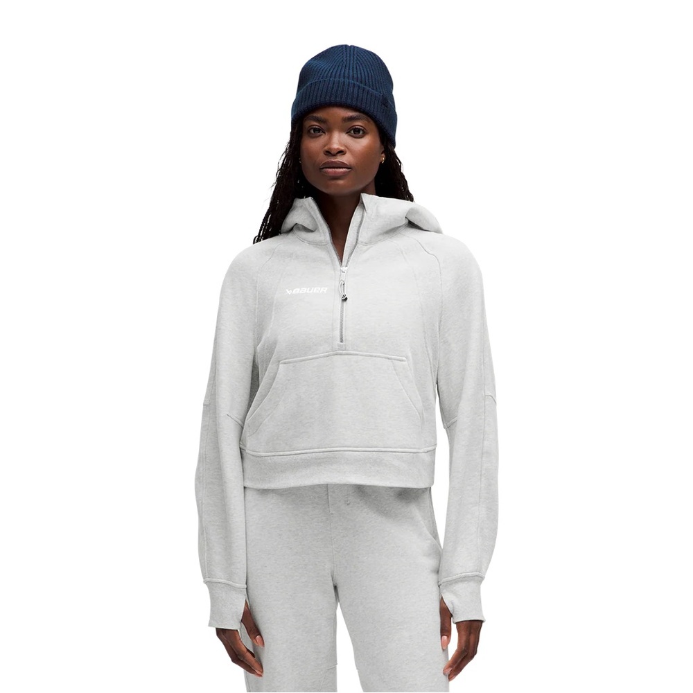 Bauer Lululemon Athletica Light Gray Half-Zip Hoodie